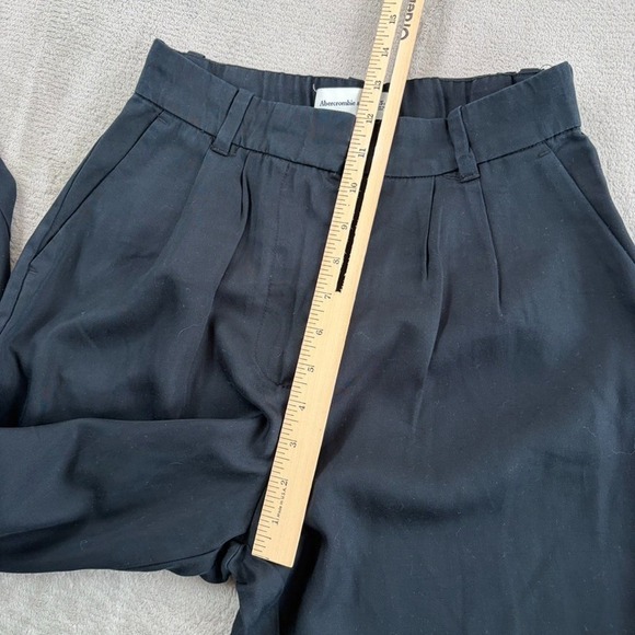 Abercrombie & Fitch Pleated Trouser Wide Leg High Rise Pants in Black Women XS - Picture 8 of 9